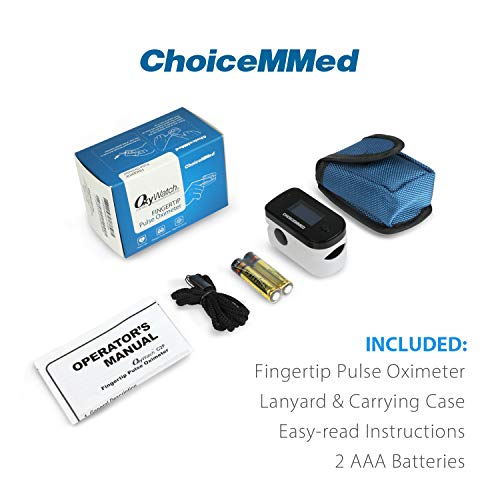 CHOICEMMED Black Dual Color OLED Finger Pulse Oximeter - Blood Oxygen Saturation Monitor with Color OLED Screen Display an...