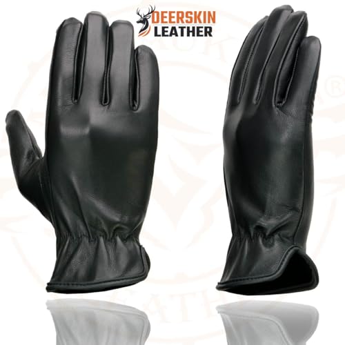 Milwaukee Leather SH886 Women's USA Deerskin Black Leather Unlined Lightweight Motorcycle Rider Gloves