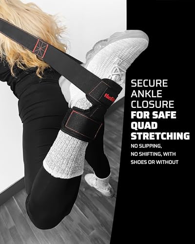 THEFITGUY Quad Stretch Strap with Ankle Support – Physical Therapy Band for Legs, Non-Elastic 4-Loop Rehab Strap for Quads...