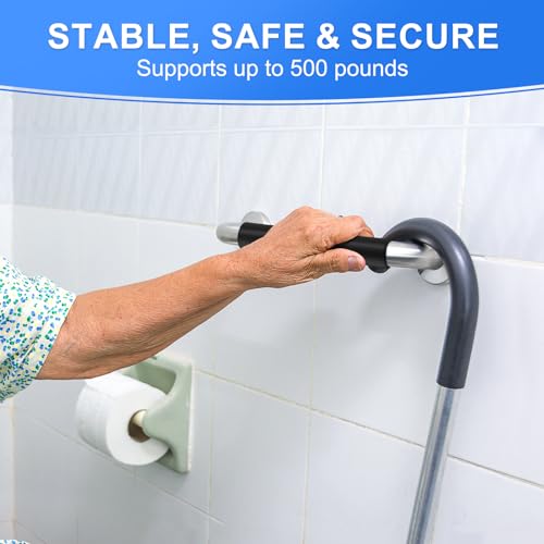 2 Pack 16 Inch Grab Bars for Bathtubs and Showers, Anti Slip Handicap Grab Bars for Shower, Safety Bath & Toilet Rail for ...