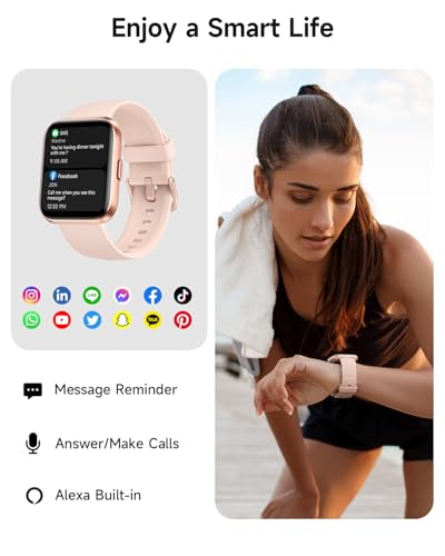 Smart Watch for Women, Answer/Make Calls, Alexa Built-in, 1.85" Touch Screen Fitness Tracker for Android & iPhone, Heart R...