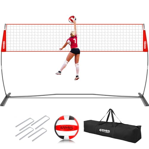 12FT/20FT Portable Volleyball Net Volleyball Net for Backyard Freestanding Volleyball Practice Net Outdoor Indoor Volleyba...