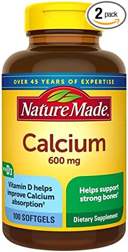 Nature Made Calcium 600 mg With Vitamin D Liquid Softgels 100 ea (Pack of 2)