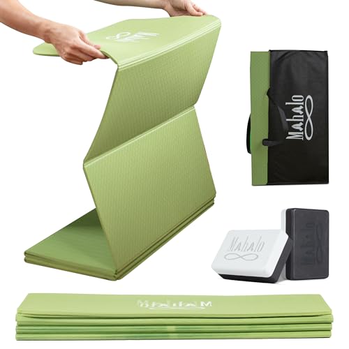 Foldable Yoga Mat + Carry Bag, 6mm 7-fold Workout Mat, Easy to Store, Anti-Slip Folding Exercise Mat for Yoga, Pilates, Ho...