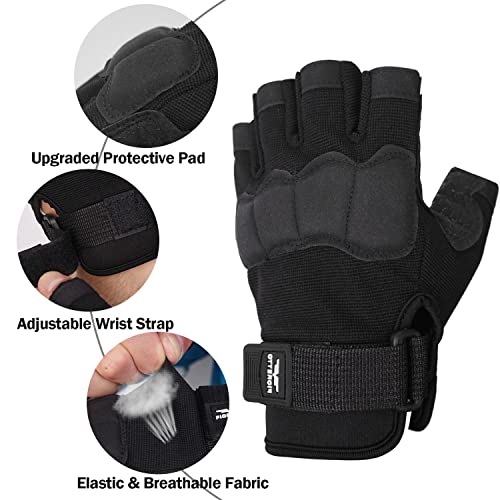 FIORETTO Fingerless Gloves, Half Finger Gloves for Driving, Cycling, Shooting, Hunting, Motorcycle, Climbing, Outdoor Work...
