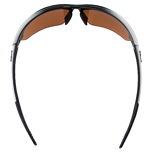 Raze Eyewear S-Wave Wrap Around Sports Sunglasses for Men or Women Black to White Gloss Frame w/High Definition Brown Lenses