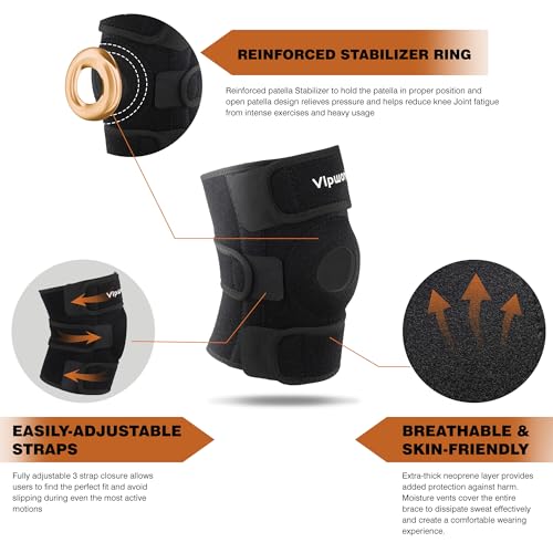 VIPWORK Knee Brace for Women and Men – Compression Knee Sleeve for Meniscus Tear, ACL, Arthritis Pain Relief, Knee Pain Su...