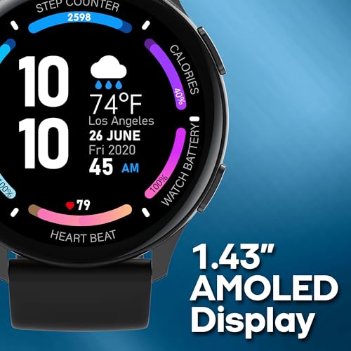 3Plus Callie Smartwatch with 1.43" Round AMOLED Display/Answer & Make Calls/Sleep Monitoring/Heart Rate/IP68 Waterproof/10...