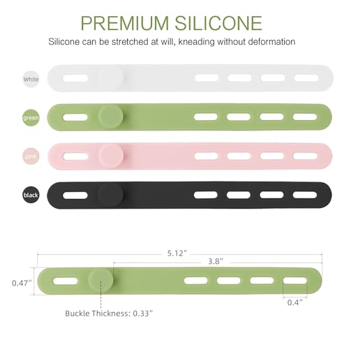 Donruby 24Pcs Silicone Cable Ties - Reusable & Washable with Locking Buckles, Adjustable Fastening Cable Management Strap...