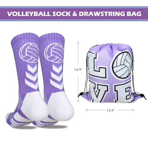 Youth Volleyball Gears - Knee Pads, Arm Sleeves, Socks & Drawstring Bag for Youth, Teen Girls Volley-Ball Training and Games