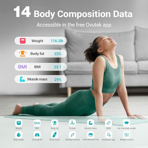 Ovutek Smart Scale for Body Weight, Digital Bathroom Scale BMI Weighing Body Fat Scale, Accurate Body Composition Scale Mo...