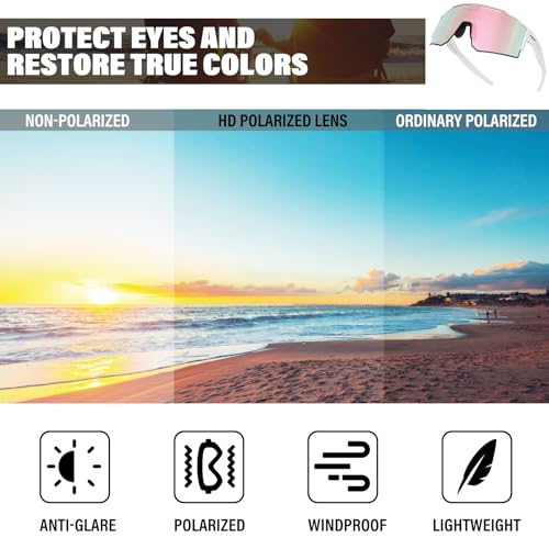 ZEMFAY Sports Polarized Sunglasses Men Women UV400 Cycling Glasses Windproof Goggles for Driving Running Golf Eyewear