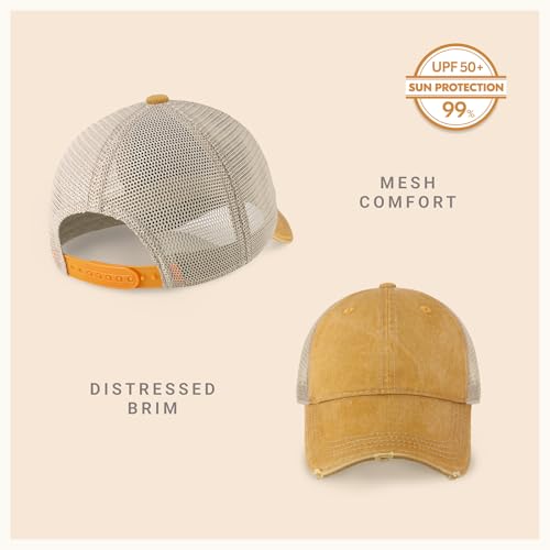 CHOK.LIDS Everyday Premium Washed Trucker Hat Unstructured Distressed Pigment Dyed Cap Adjustable Outdoor Headwear