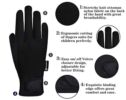 ChinFun Horse Riding Glove Equestrian Gloves Kids for Boys Girls Horseback Riding Gloves Grip for Youth Children Riding Sp...
