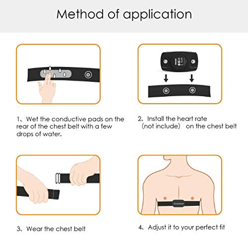 XUXIN Replacement Heart Rate Monitor Soft Strap Adjustable Elastic Chest Mount Belt Compatible with Polar, Garmin, Wahoo S...
