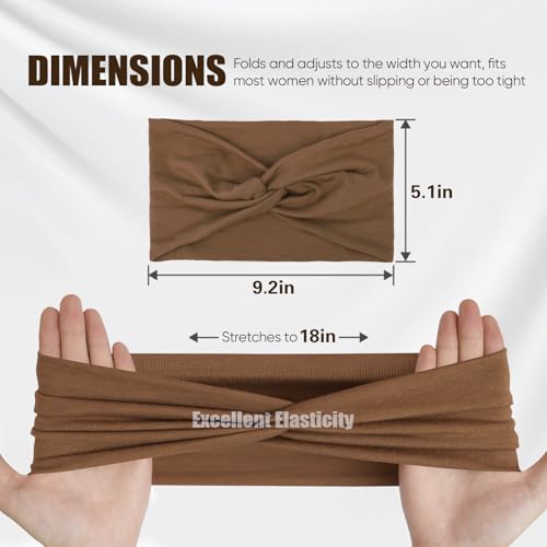 HSEM Headbands for Women, Non Silp Wide Hair Bands, Elastic Thick Head Bands, Stretchy Soft Sports Sweat Bands for Spa Wor...