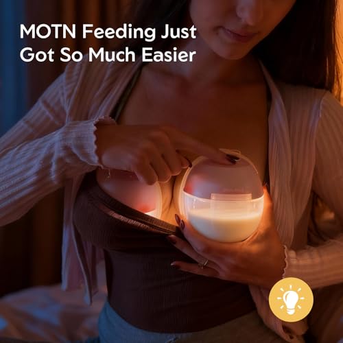 MomMed S33 Wearable Breast Pump with Case, Ultra-Quiet in-Bra Pump for Work & Night, One-Tap Pause, Night Light, Leakproo...
