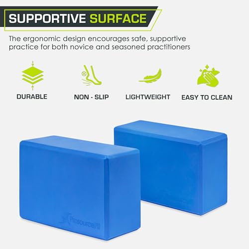 ProsourceFit Foam Yoga Blocks Set of 2, High Density EVA Yoga Bricks, Sturdy Yoga Prop Large Size 4x 6 x 9