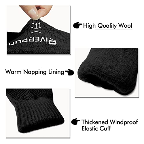 Riverruns Wool Fishing Gloves - Winter Fingerless Knitted Gloves for Men and Women 3-Cut Fingers Warm Gloves for Cold Weat...