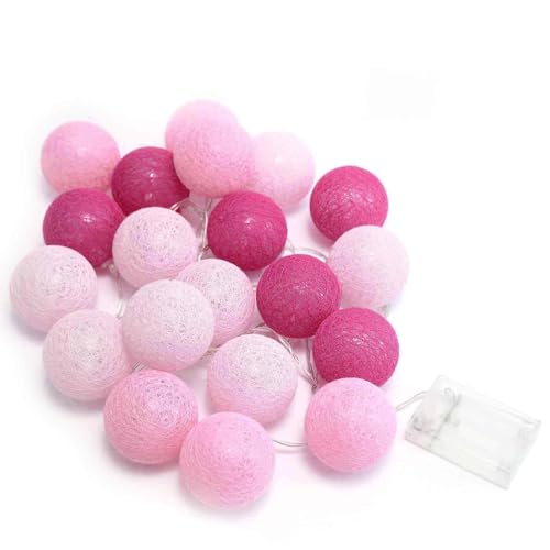 Efavormart 13Ft 20 LED Blush Cotton Ball String Light Backdrop Fairy Light Battery Operated for Wedding Party Event Decor