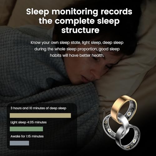 Smart Health Rings for Women Men, Fitness Tracker with Heart Rate, Blood Oxygen, HRV, Sleep Tracker, Step Tracker, No Subs...