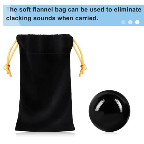 Learay 2 Pcs Black Obsidian Baoding Balls, Chinese Health Exercise Massage Balls with Carry Pouch for Stress Relief Hand E...