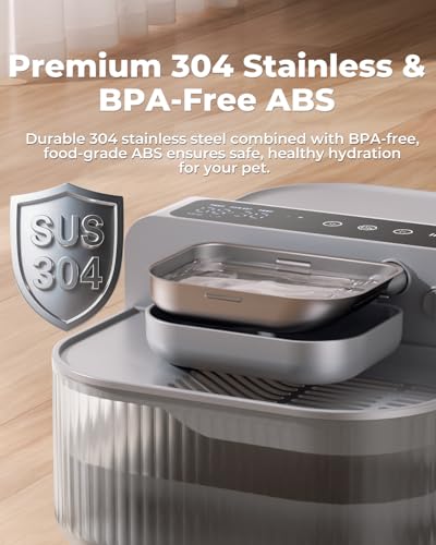 Invengo No-Filter Wireless Cat Water Fountain, 3.5L Stainless Steel Pet Fountain for Cats & Dogs – Wastewater Separation, ...