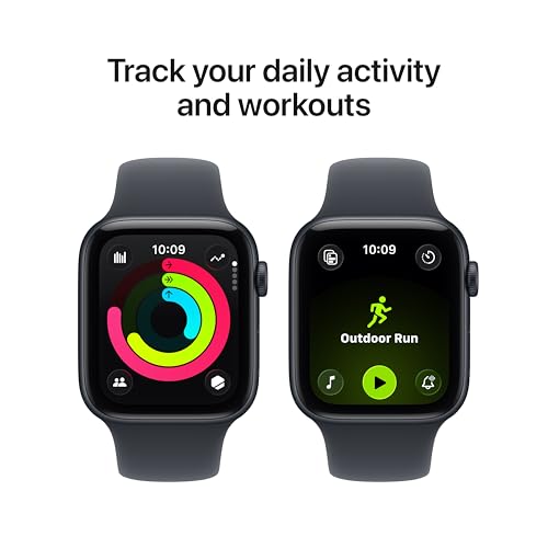 Apple Watch SE 3 [GPS 44mm] Smartwatch with Midnight Aluminum Case with Midnight Sport Band - M/L. Fitness and Sleep Track...