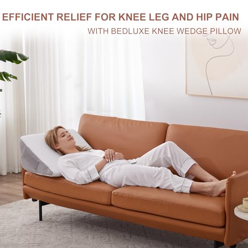 Bedluxe Knee Pillow for Back Sleeping, Leg Pillow Knee Wedge Pillow, Memory Foam Wedge Pillows for Legs Post Surgery, Tria...