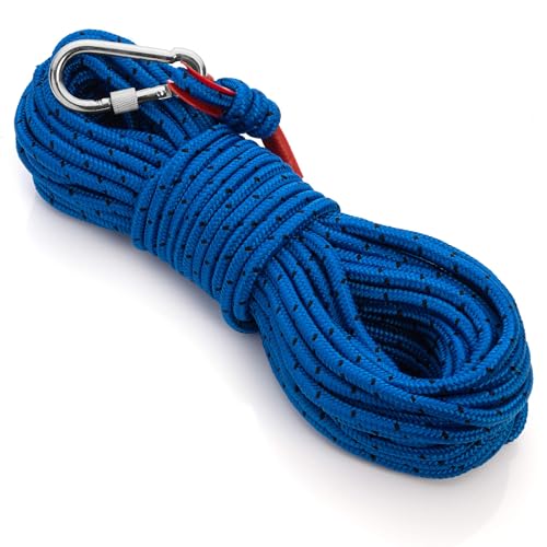 Loreso Strong Magnet Fishing Rope Carabiner, Camping Rope - Heavy Duty 1200 lb Strength All Purpose Ropes, 1/3 Inch Reinfo...