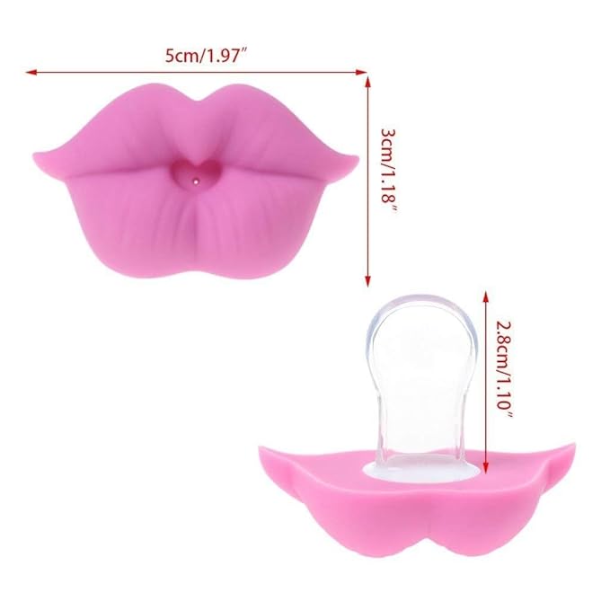 Funny Baby Pacifiers, Lips Pacifiers 0-18 Months for Babies,Lips Binky,Gift for Newborns,Infants,Toddlers,Baby Girl,BPA Free(3 Packs)