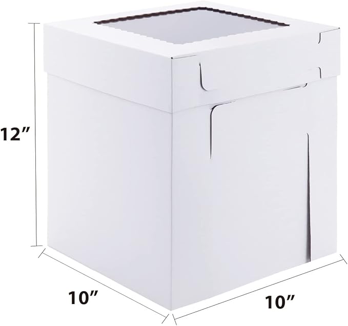 Tall Cake Boxes for Tier Cakes,10x10x12 Inch [3Pack ] Thick Sturdy Cake Box with Window, Layer Cake Carrier,Disposable Cake Containers