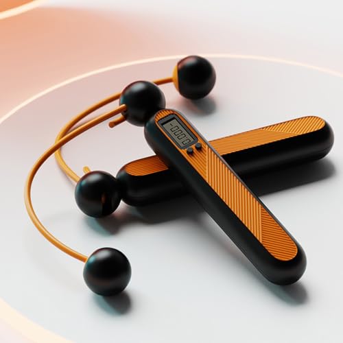 MOMOJIA Weighted Jump Rope with Counter with Digital Counter for Indoor Outdoor Fitness Weight Loss Exercise Adjustable