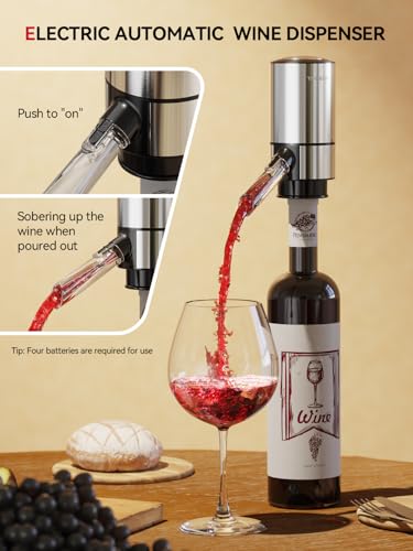 Rechargeable Electric Wine Gift Set - Aerator, Vacuum Stoppers, Foil Cutter and Bottle Opener for Home Bar and Outdoor Par...