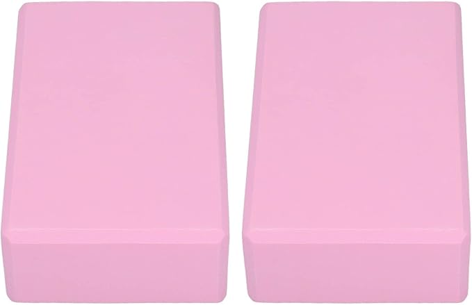 Yoga Block Set, 2 Pack EVA Foam Support Blocks for Yoga, Pilates, Meditation, Pink, Non-Slip Surface, Pressure-Resistant f...