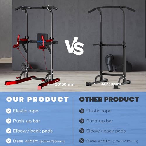 Power Tower Pull Up Dip Station, Heavy Duty Pull Up Station Dip Bar Station Multi-Function Home Gym Strength Training Fitn...