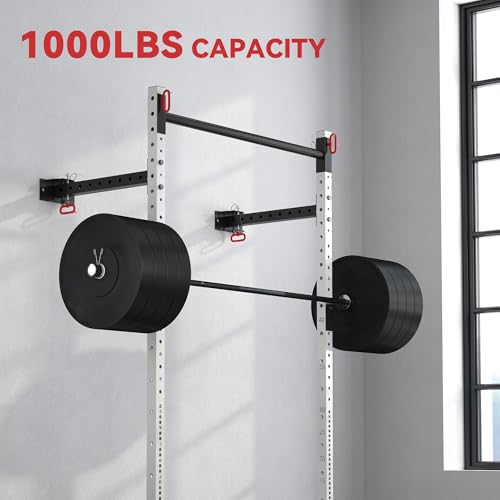 Soozier Folding Squat Rack with Adjustable Pull-Up Bar, 1000 Pounds Capacity Wall Mounted Power Rack, Adjustable Barbell R...