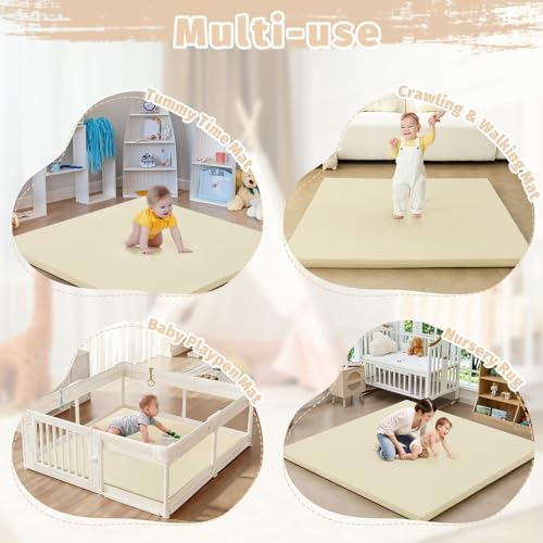 ILPEOD Waterproof Baby Play Mat for Floor 1.3"Thick Memory Foam 50*50 Cushion Playpen Playmat Tummy Time Crawling Mat Nurs...