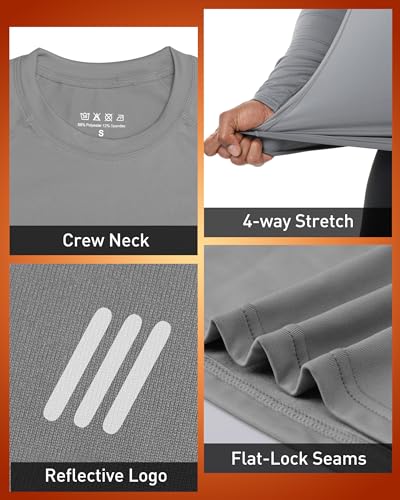RIKUAOU Men's Thermal Compression Shirts, Long Sleeve Fleece Lined Base Layer, Cold Weather Gear Athletic Undershirt Top