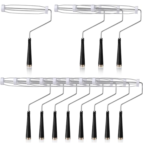 Gerrii 12 Pcs 9 Inch Paint Roller Painting Roller Frame 5 Wire Brush Supplies for Wall House Homes (Black)