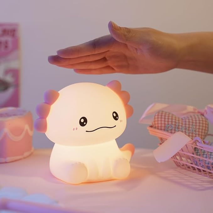 Cute Cartoon Nursery Night Lights, Animal Design Safe Silicone Soft LED Nursery Lamp for Toddler Room Decoration (Axolotl)