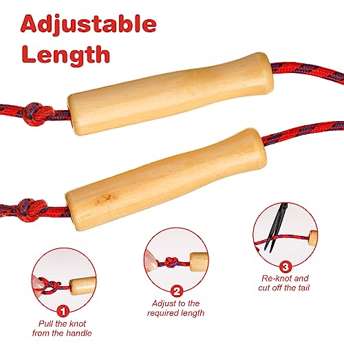 Shappy 24 Pcs Jump Rope Bulk 7.25 ft Adjustable Cotton Skipping Rope with Wooden Handle Braided Fitness Jumping Rope for T...