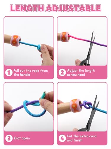 Jump Rope for Kids, Lorvain Adjustable Skipping Rope, Kids Jump Ropes with Wooden Handle for Girls Boys, Weighted Jumping ...