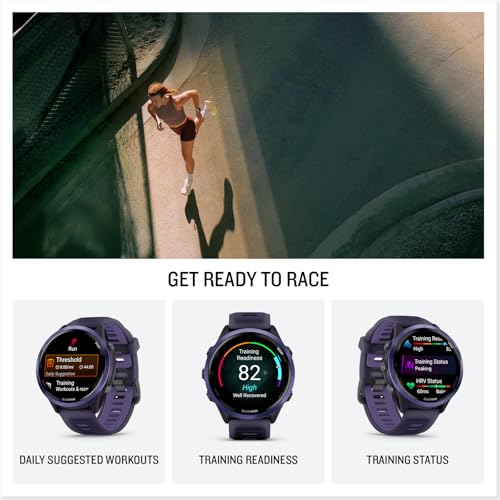 Garmin Forerunner 570 (47 mm, Indigo/Translucent Imperial Purple) Running GPS Smartwatch - AMOLED Display, Training - Gift...