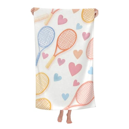 VANZEV Tennis Pattern Beach Towel Cute Sports Sand-Free Microfiber Bath Towel Ultra Soft Quick Dry Pool Towel Absorbent To...