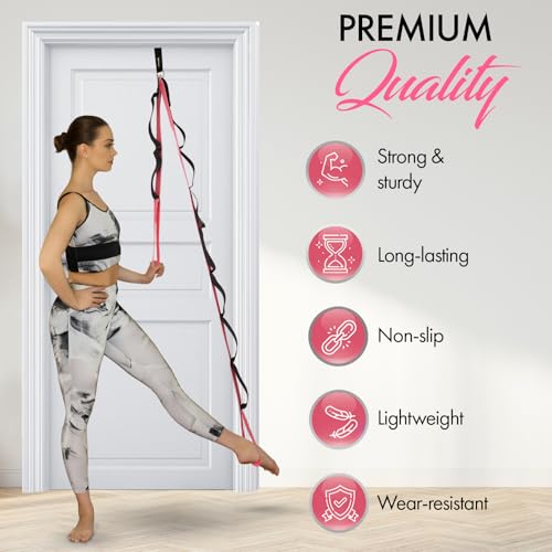 10-Loop Yoga Strap with Door Anchor – Stretch Strap for Flexibility, Deep Stretching, and Improved Balance – Perfect Yoga ...