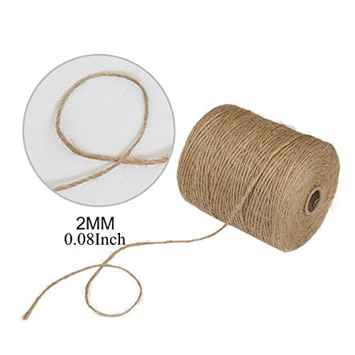 Tenn Well Natural Jute Twine, 984 Feet 2mm Garden Twine, Brown Jute String for Arts and Crafts, Gardening, Gift Wrapping, ...