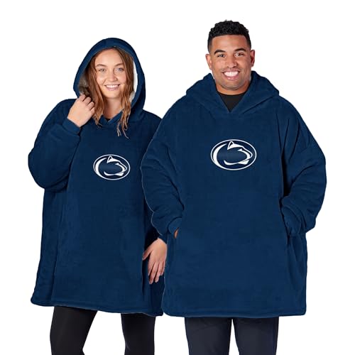 Northwest NCAA Hoodler Oversized Sherpa Pullover Hoodie with Embroidered Logo, Plush Wearable Blanket Sweatshirt, Soft Fleece