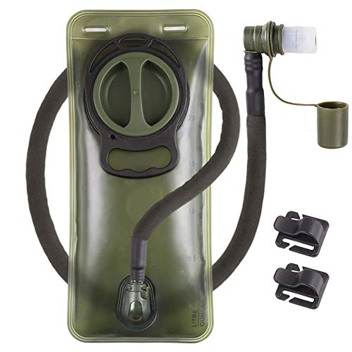 2L Hydration Bladder, BPA Free Water Bladder for Hiking Backpack 2 Liter Military Green Water Storage Bag with Insulated T...