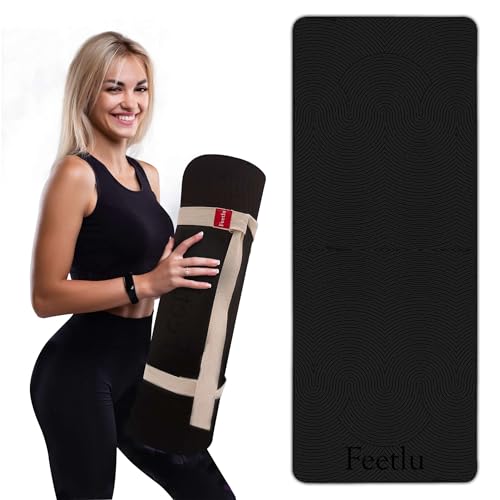 Feetlu Extra Thick 12mm Exercise Mat – Non-Slip, Joint-Friendly & Cushioned Fitness Mat for Yoga, Pilates & Floor Workouts...